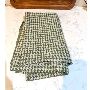 Vintage green houndstooth fabric mid-century 50s-70s Dark Academia 70x60”